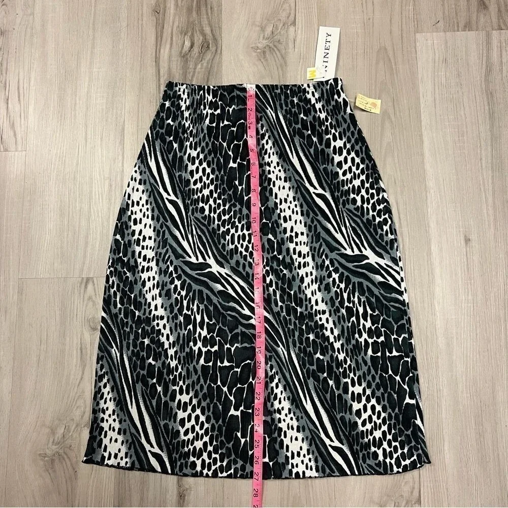 Vintage NINETY 90's animal print skirt sz M Gray white black print stretchy NWT - Picture 4 of 11